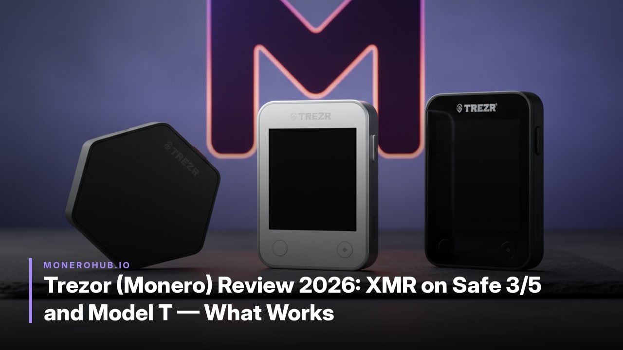 Trezor (Monero) Review 2026: XMR on Safe 3/5 and Model T — What Works